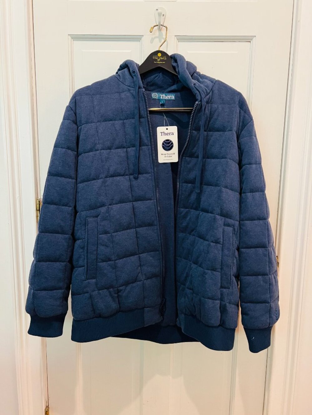Thera Hoodie Weighted Relaxation Zip Hooded Jacket 10 lb Large Calming Navy NEW